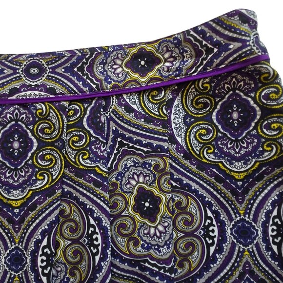 E.P. Pro Size 12 Purple & Gold Paisley Skort Side Zip Golf Tennis Skirt Pockets - Picture 7 of 12